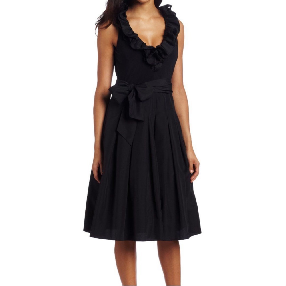 Jessica Howard Fit and Flare Black Ruffle Dress 10
